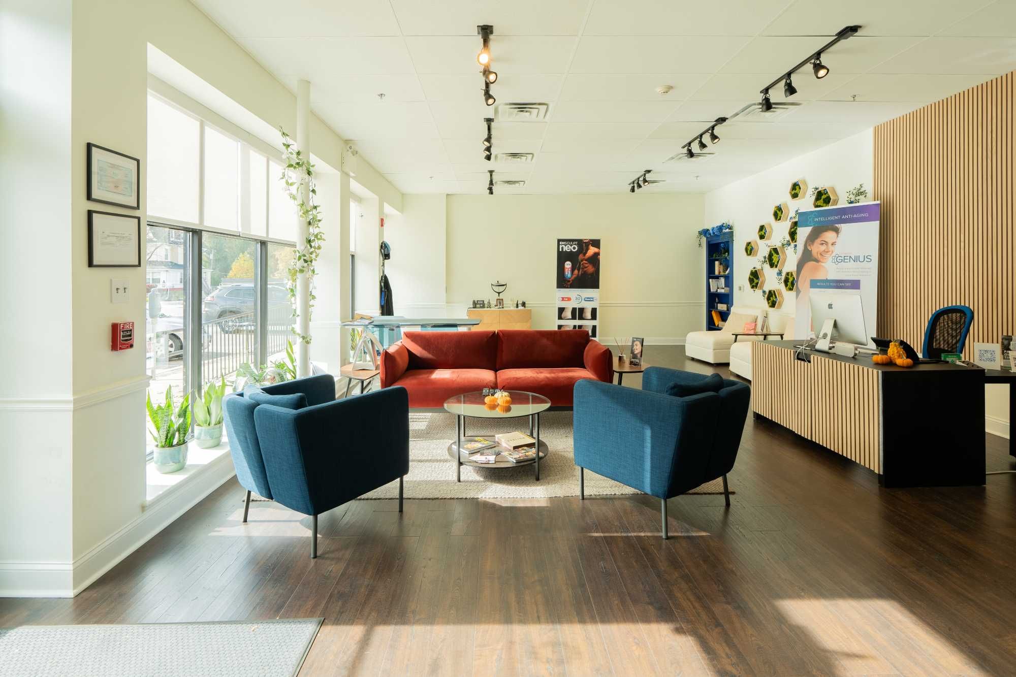 Modern lounge area with comfortable seating.